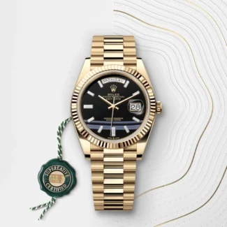 Rolex day date or jaune fond noir